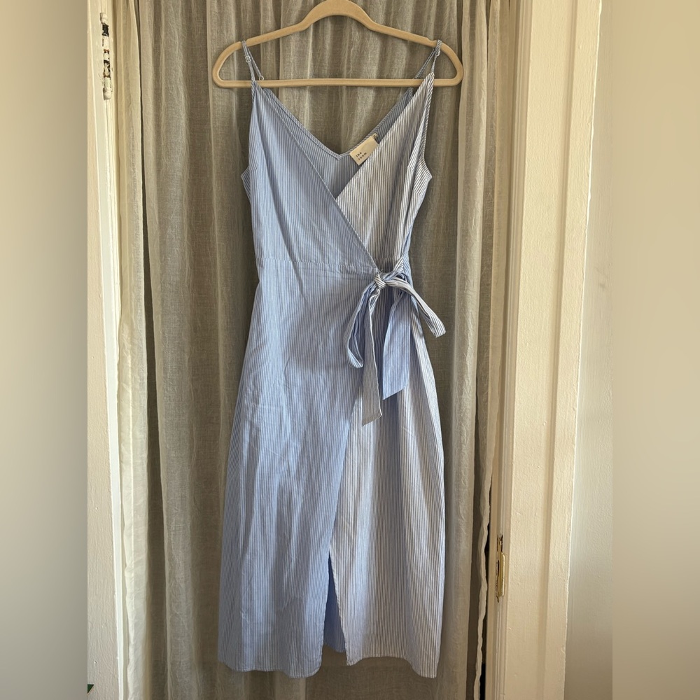 The Room Light Blue Striped Wrap Dress Women's size M